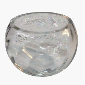 Clear Glass Bowl Vase Candle Holder Decorative Thumbprint Orb Globe Sphere 3 in